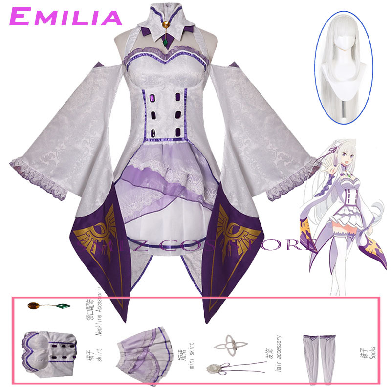 Emilia Cosplay Anime Re Zero K - Anime Cosplay Outfits For Women recension och pris