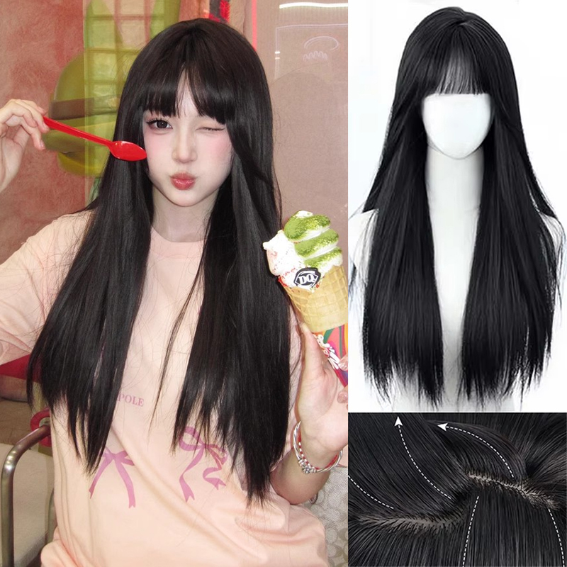 Synthetic Korean Black Long St - Anime Cosplay Korean Girl recension och pris